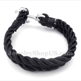 Bracelet Homme En Corde De Coton Et Titane Avec Ancre