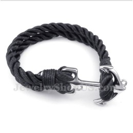 Bracelet Homme En Corde De Coton Et Titane Avec Ancre