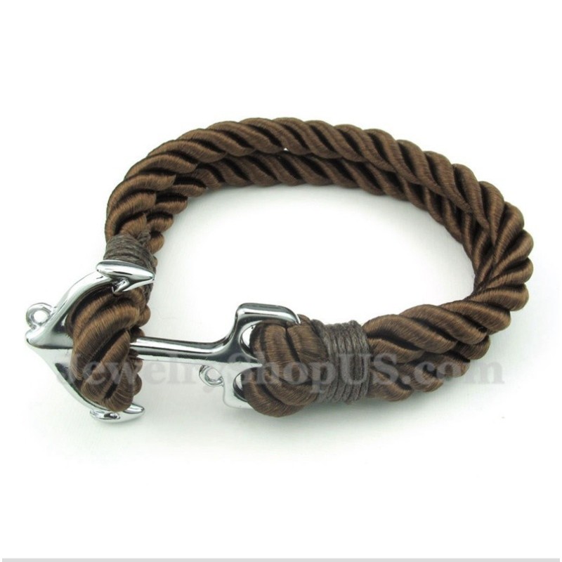 Bracelet Homme En Corde De Coton Et Titane Avec Ancre Bracelet Homme En Corde De Coton Et Titane Avec Ancre