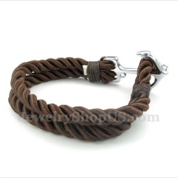 Bracelet Homme En Corde De Coton Et Titane Avec Ancre