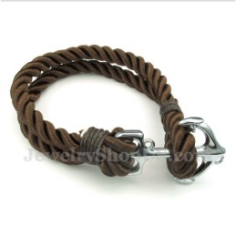 Bracelet Homme En Corde De Coton Et Titane Avec Ancre