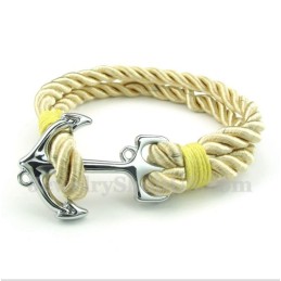 Bracelet Homme En Corde De Coton Et Titane Avec Ancre