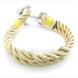 Bracelet Homme En Corde De Coton Et Titane Avec Ancre
