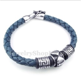 Bracelet En Cuir Et Titane Pour Homme
