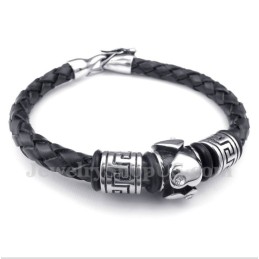Bracelet En Cuir Et Titane Pour Homme