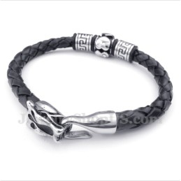 Bracelet En Cuir Et Titane Pour Homme