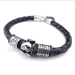 Bracelet En Cuir Et Titane Pour Homme