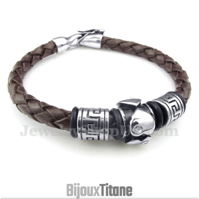 Bracelet En Cuir Et Titane Pour Homme Bracelet En Cuir Et Titane Pour Homme