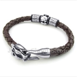 Bracelet En Cuir Et Titane Pour Homme