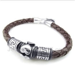 Bracelet En Cuir Et Titane Pour Homme