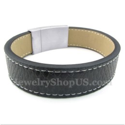 Bracelet En Cuir Et Titane Pour Homme