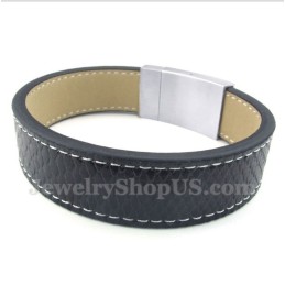 Bracelet En Cuir Et Titane Pour Homme