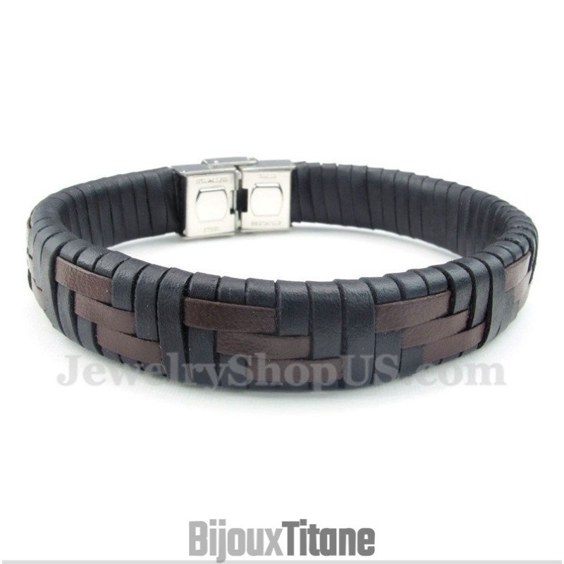 Bracelet En Cuir Et Titane Pour Homme Bracelet En Cuir Et Titane Pour Homme
