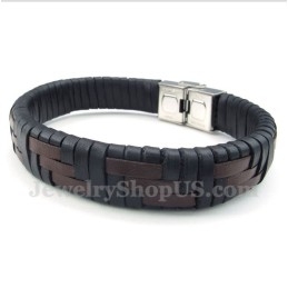 Bracelet En Cuir Et Titane Pour Homme