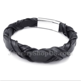 Bracelet En Cuir Et Titane Pour Homme