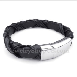 Bracelet En Cuir Et Titane Pour Homme