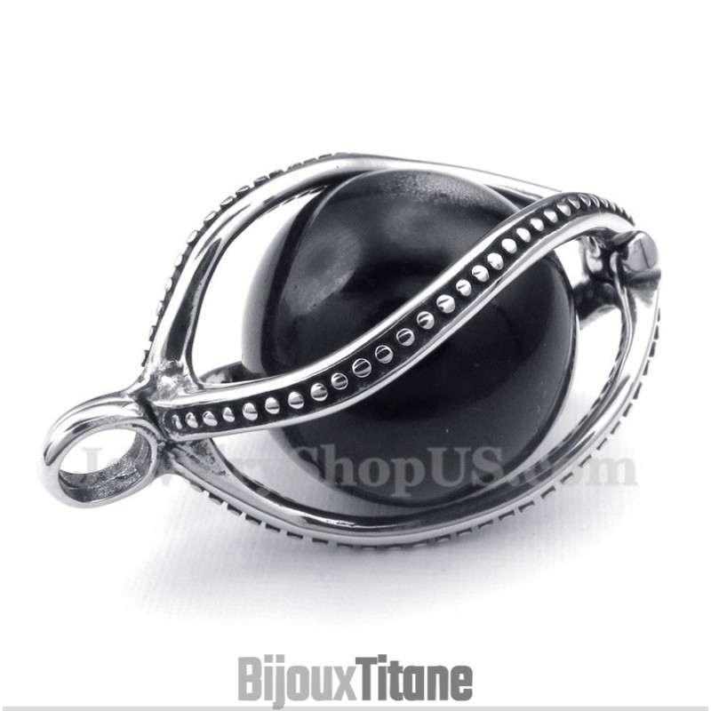 Pendentif Homme En Titane Et Opale Noire Avec Chaîne Offerte Pendentif Homme En Titane Et Opale Noire Avec Chaîne Offerte