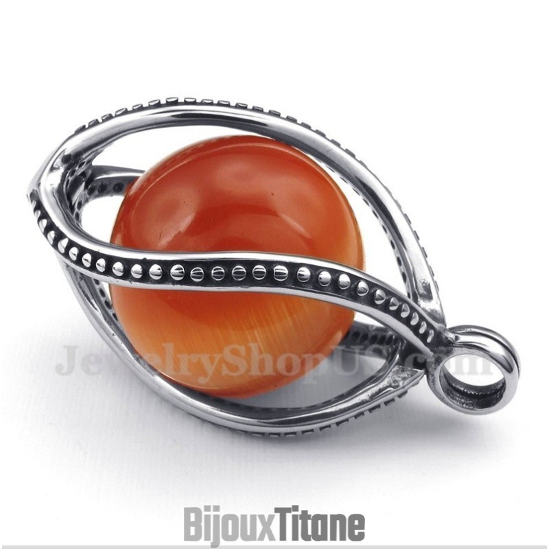 Pendentif Homme En Titane Et Opale Rouge Avec Chaîne Offerte Pendentif Homme En Titane Et Opale Rouge Avec Chaîne Offerte
