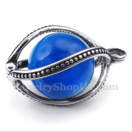 Pendentif Homme En Titane Et Opale Bleue Avec Chaîne Offerte