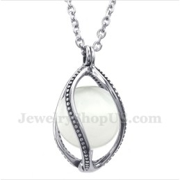Pendentif Homme En Titane Et Opale Blanche Avec Chaîne Offerte