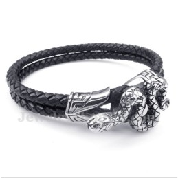 Bracelet En Cuir Et Titane Pour Homme