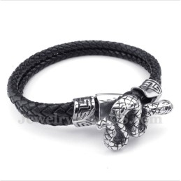Bracelet En Cuir Et Titane Pour Homme
