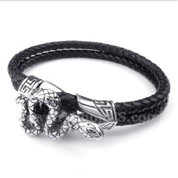 Bracelet En Cuir Et Titane Pour Homme