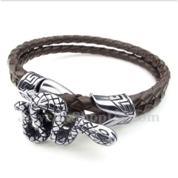 Bracelet En Cuir Et Titane Pour Homme