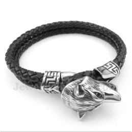 Bracelet En Cuir Et Titane Pour Homme