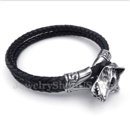 Bracelet En Cuir Et Titane Pour Homme