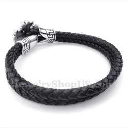 Bracelet En Cuir Et Titane Pour Homme