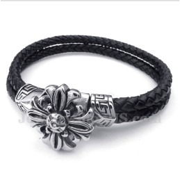 Bracelet En Cuir Et Titane Pour Homme