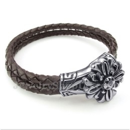 Bracelet En Cuir Et Titane Pour Homme