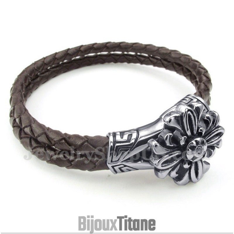 Bracelet En Cuir Et Titane Pour Homme Bracelet En Cuir Et Titane Pour Homme