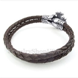 Bracelet En Cuir Et Titane Pour Homme