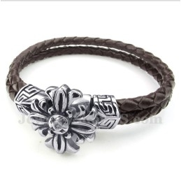 Bracelet En Cuir Et Titane Pour Homme