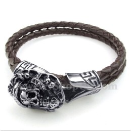 Bracelet En Cuir Et Titane Pour Homme