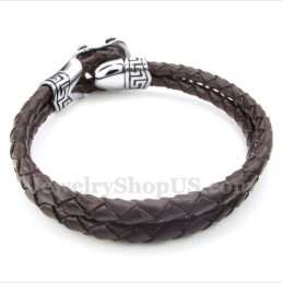 Bracelet En Cuir Et Titane Pour Homme