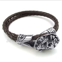 Bracelet En Cuir Et Titane Pour Homme