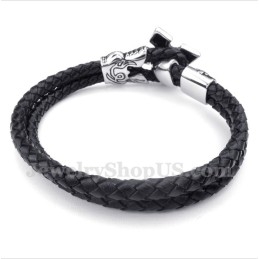 Bracelet En Cuir Et Titane Pour Homme