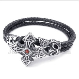 Bracelet En Cuir Et Titane Pour Homme