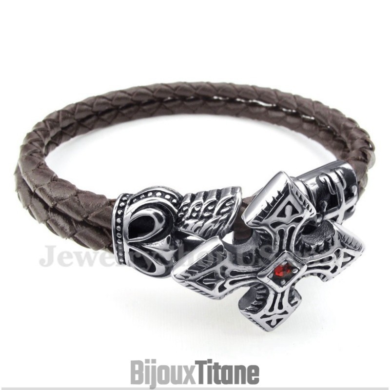Bracelet En Cuir Et Titane Pour Homme Bracelet En Cuir Et Titane Pour Homme