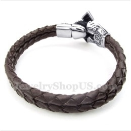 Bracelet En Cuir Et Titane Pour Homme