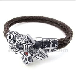 Bracelet En Cuir Et Titane Pour Homme