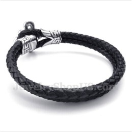 Bracelet En Cuir Et Titane Pour Homme