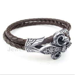 Bracelet En Cuir Et Titane Pour Homme