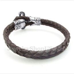 Bracelet En Cuir Et Titane Pour Homme