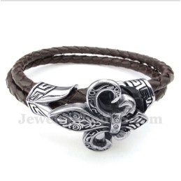 Bracelet En Cuir Et Titane Pour Homme