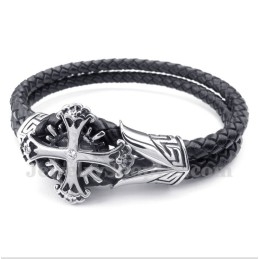 Bracelet En Cuir Et Titane Pour Homme