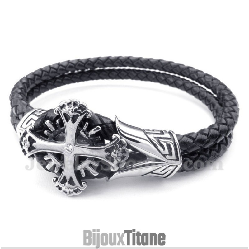 Bracelet En Cuir Et Titane Pour Homme Bracelet En Cuir Et Titane Pour Homme